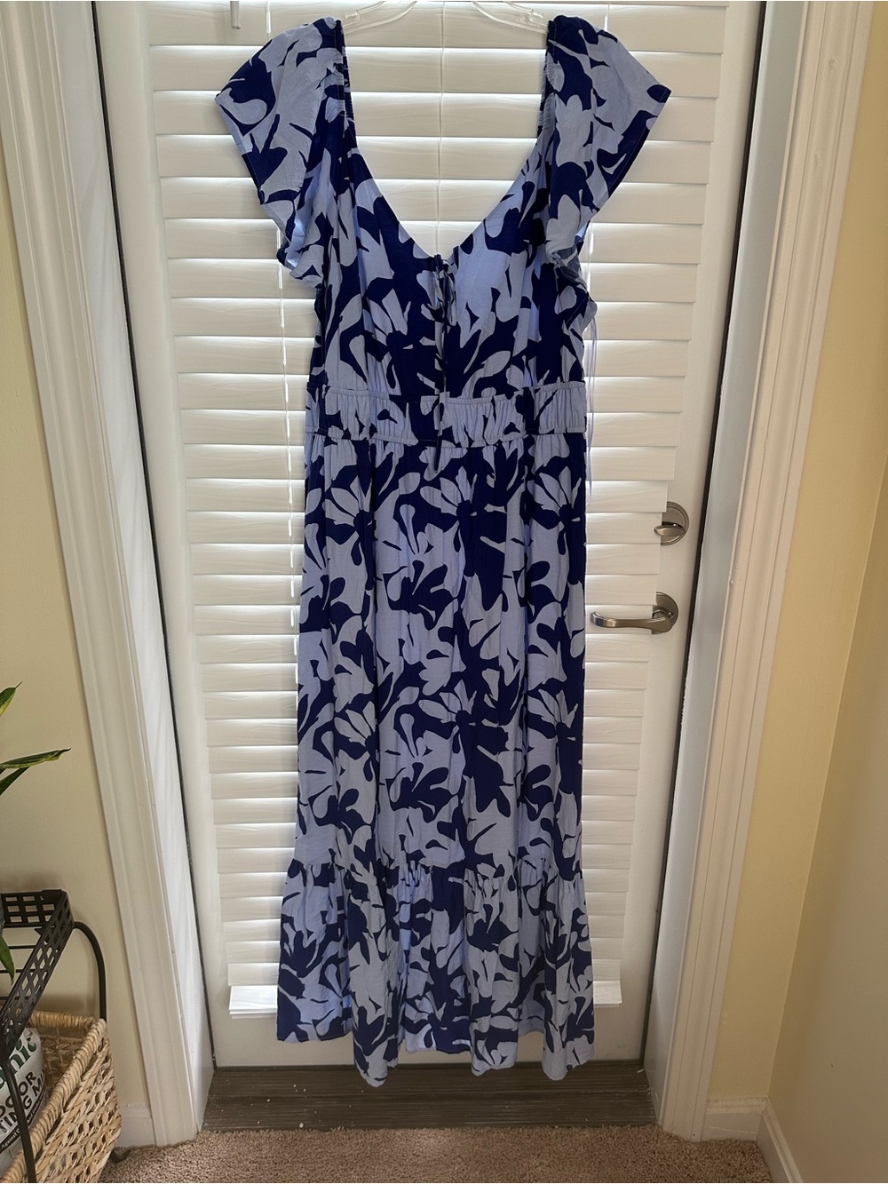 Nine West Light Blue and Navy Floral Maxi Dress
